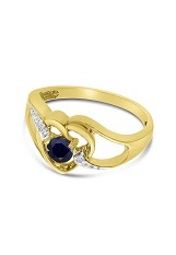 handsome 14k gold diamond heart blue sapphire gemstone baby birthstone ring
